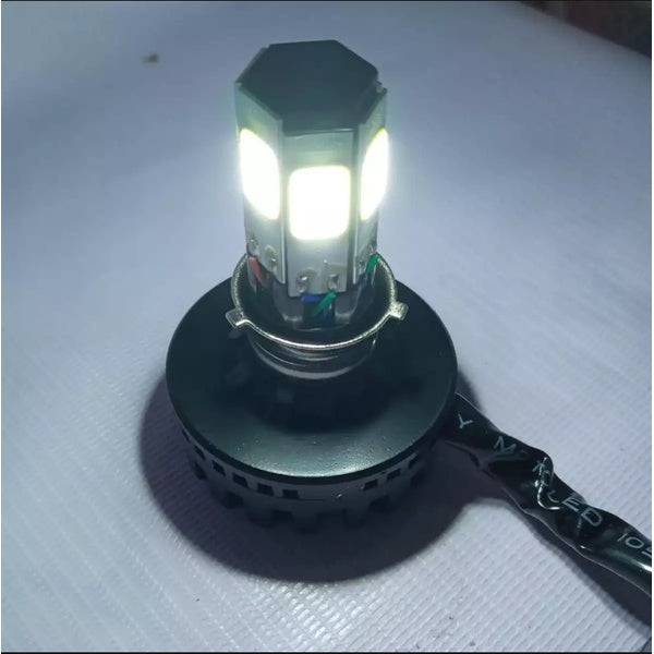 M6 LED Universal Headlight with Fan for All Bikes | universal fitting 3 function High/Low and flasher light