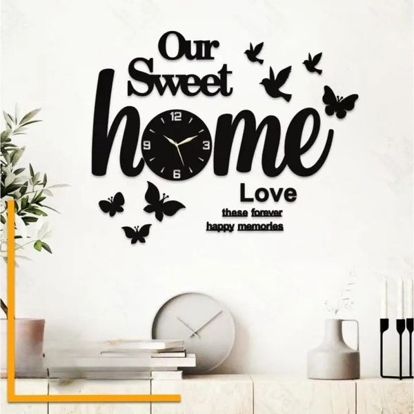 Our Sweet Home 3D Wooden Wall Clock with light - GlowLaa.com