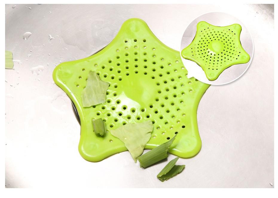 Silicone Rubber Star Fish Five-pointed Creative Star Sink Water Stopper Filter Sea Star Drain Hair Catcher & Stopper Cover Sink Strainer Leakage Filter Kitchen and Bathroom (Random Color)