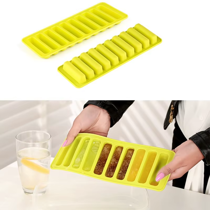 1 PC 10 Grids Silicone Ice Cube Tray for Water Bottle Ice Cream Pudding Maker Mold (Random Color)