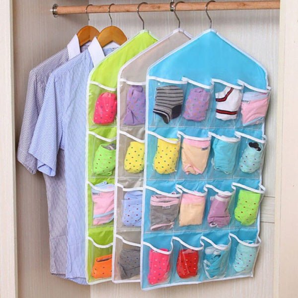 16 Pocket Closet Over Door Wall Hanging Storage Organizer Bag (Random Color)