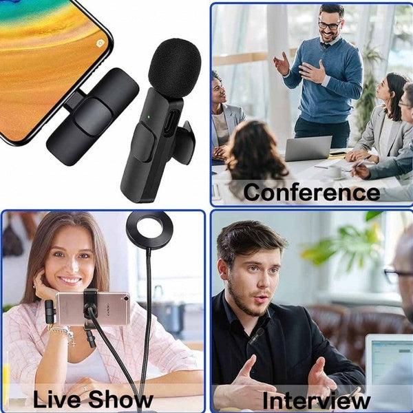 k11 Type-C Wireless Microphone K8 Collar Mic for Type C - Noise Cancellation Reduction Wireless Mic for Phone for Mobile Phone Camera, - GlowLaa.com