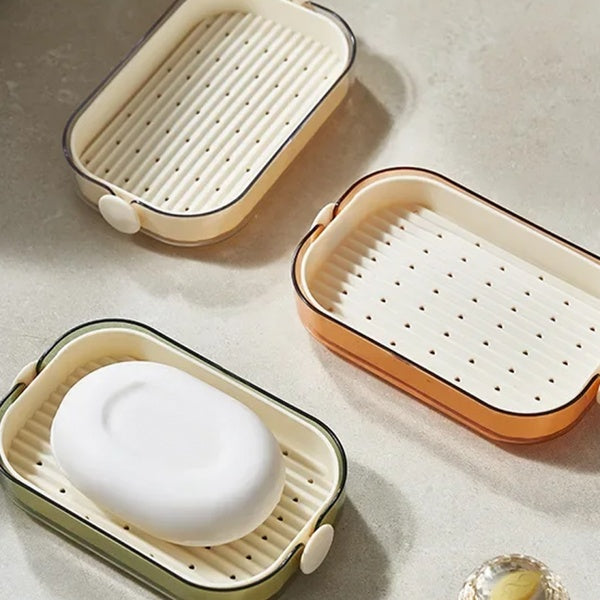 Split Type Soap Dish, Double Layer Soap Dish, Bathroom Kitchen Sink Organizer, Water Draining Soap Double Latte Dish(random color) - GlowLaa.com