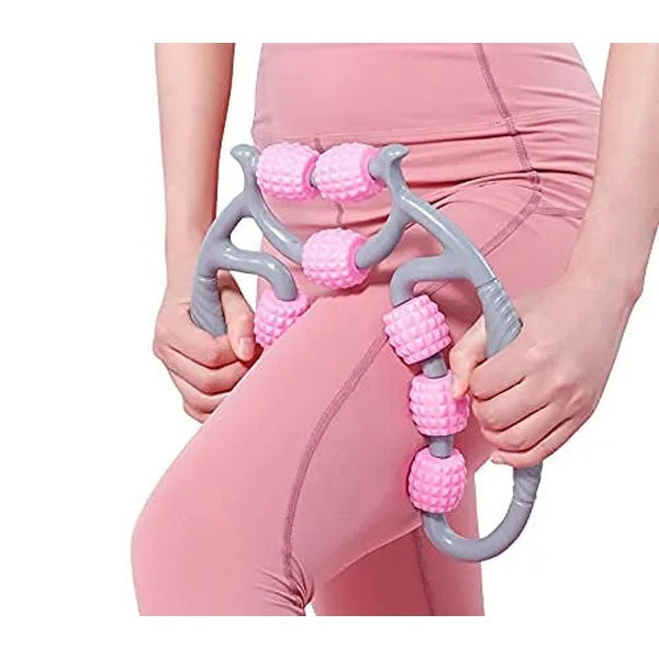 9 Wheels U Shape Points Massage Muscle Relax Roller Massager made in china (random color)