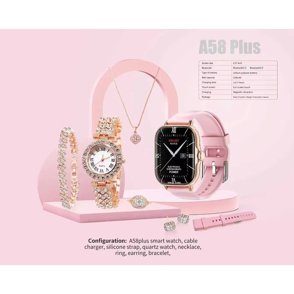 A58 Plus 6 in 1 - Smartwatch For Women | Best Quality Smart Watch For Girls | Perfect For Gift | Random Color
