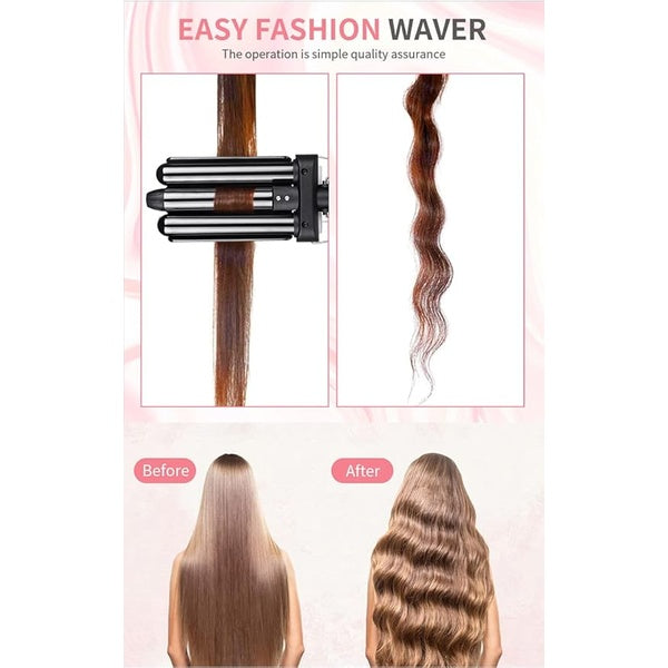Babyverse Professional Couture Hair Pro 3 Ceramic Wave Styler- Beach Waves for Women (Random Color) - GlowLaa.com