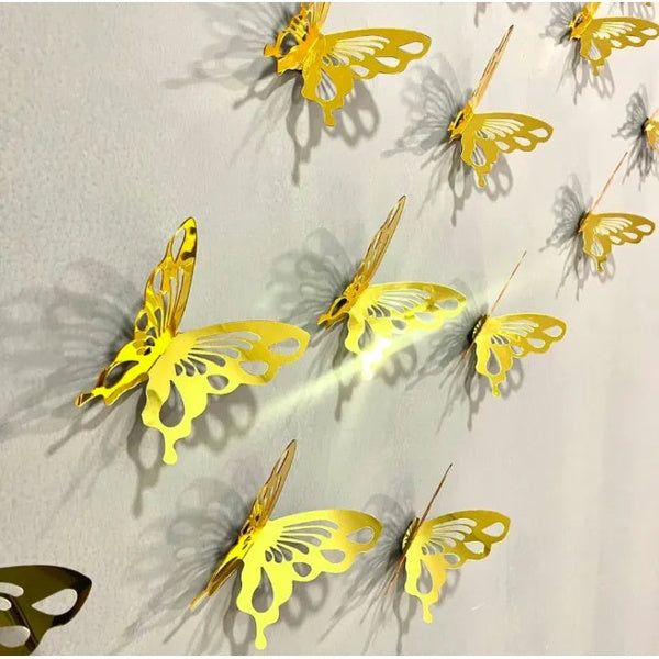 10 Pcs 3d Butterfly Mirror Acrylic Wall Art Laser Cut DIY Design Decoration Piece for Home Decor Living Room and Kitchen
