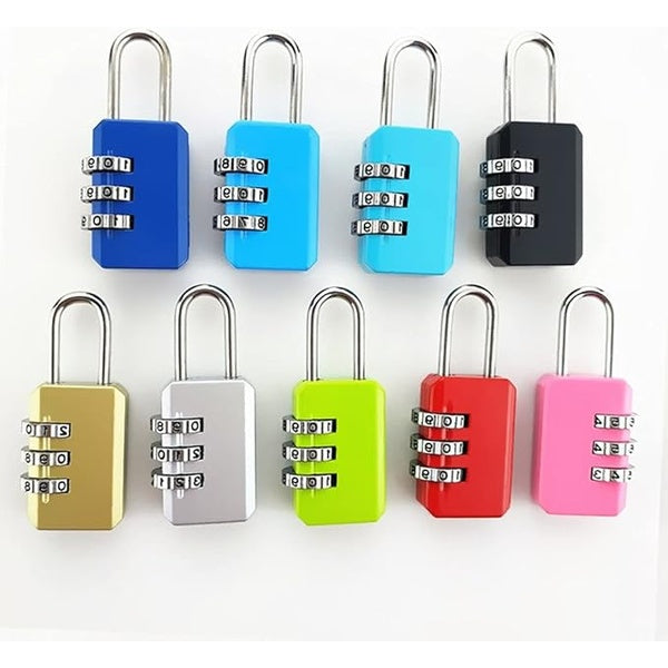 Greatangle-UK 3 Digit Code Combination Padlock For Luggage Combination Number Lock Padlock For Zipper Bag Suitcase Drawer Durable Locks black - GlowLaa.com