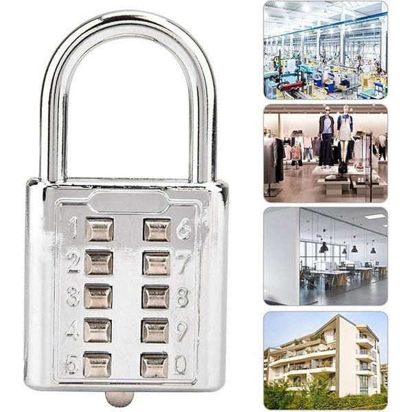 Eco-Friendly digit lock 10 Digit Push Button Combination security Padlock for doors locker Number Code Lock (Random Color) - GlowLaa.com