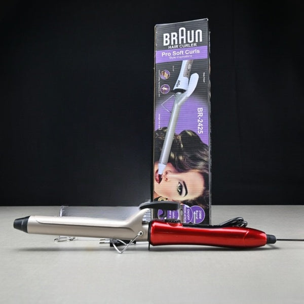 Braun Hair Curler Pro Soft Curls Ceramic Coating with 25mm barrel, Rapid Heating 200? in 30 Sec, PTC Heating Body, 35 Watt Energy-Efficient, 100-240V 50/60Hz – Model BR-2425 - GlowLaa.com