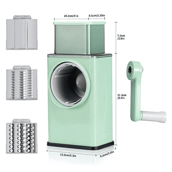 Vegetable Cutter Multifunctional Manual Rotary Cheese Grater Shredder - Wider Hopper Round Mandolin Drum Slicer Cutter for Kitchen (random color )