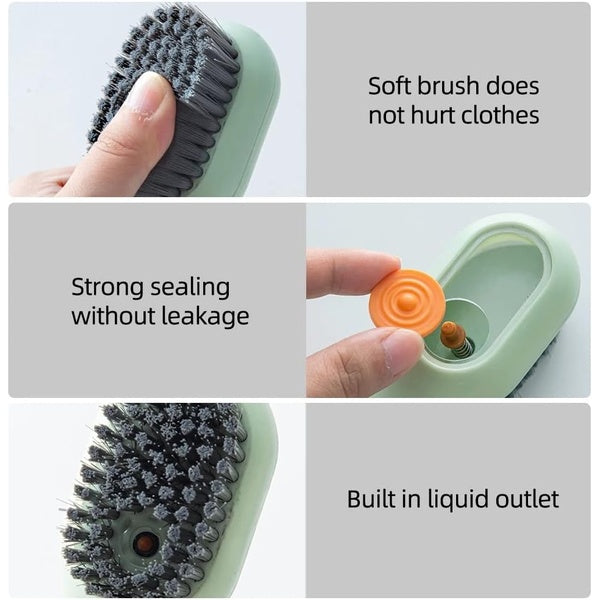 Multifunctional Soft-Bristled Shoe Brush Shoe Brushes Long Handle Brush Automatic Filling Clothes Cleaning Clothing Board Tools (Random Color) - GlowLaa.com