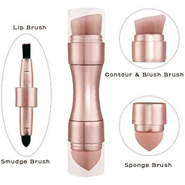 Max Factor x 4 in 1 makeup brush Set Portable Mini Travel Makeup Brushes Makeup Brush Mini 4 in 1 Kit for Travel Cosmetic Applicator Foundation Sponges Brushes Concealer Professional Make Up Tools (random color) - GlowLaa.com