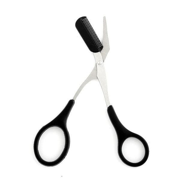 Scissors Eyebrow Trimmer Scissors Comb Stainless Steel Brow Hair Scissors Clips Shaping Grooming Trimmer Makeup Accessories(random color) - GlowLaa.com