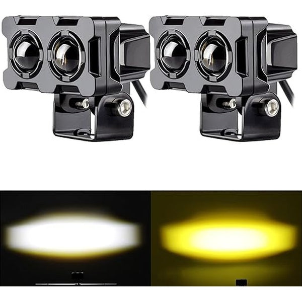 Motorcycle Robot Dual Colour LED Work & Driving Lights – 5000K–6500K Two-Color External Headlights / Fog Lamp - Pack Of 01 - GlowLaa.com