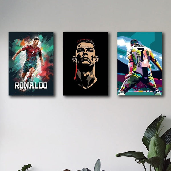 set of 3 Cristiano Ronaldo CR7 Wooden Sticky Photo Frame | Football Wall Art for Home Décor Photo Frame for Wall | Sticky Photo tiles For Room Decor/For Football Fans Gift - GlowLaa.com