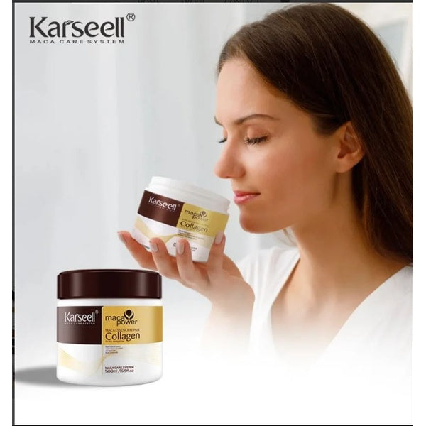 Karseell Collagen Maca Hair Treatment Deep Repair Conditioning Hair Mask Argan Oil Coconut Oil Essence for Dry Damaged Hair All Hair Types 16.90 oz 500ml - GlowLaa.com