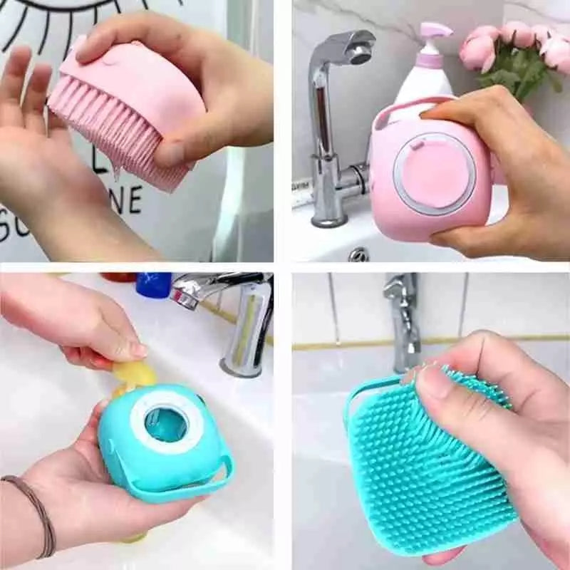 Soft Silicone Bath Brush With Hooks Baby Showers Cleaning Bath Brushes Mud Dirt Remover Massage Back Scrub Showers (Random Color)