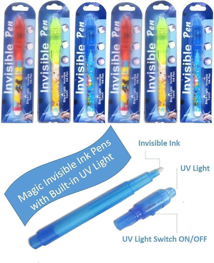 Secret Message Pen Invisible Colorless Ink or Spy Magic Pen with Uv Light (Set of 6)