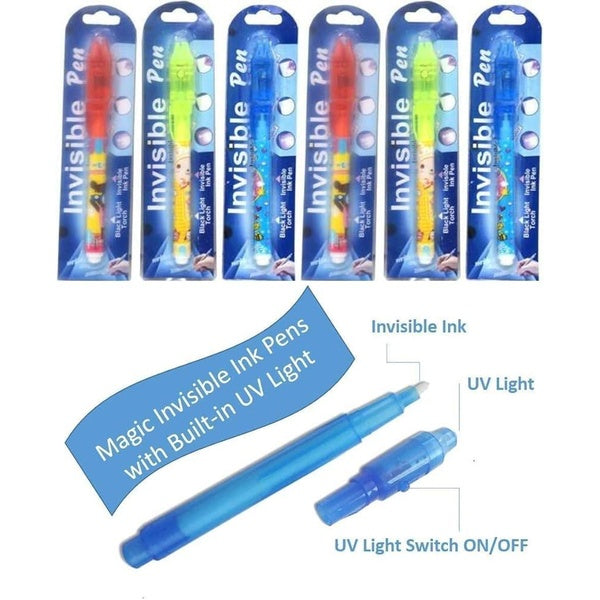 Secret Message Pen Invisible Colorless Ink or Spy Magic Pen with Uv Light (Set of 6) - GlowLaa.com