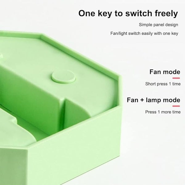 Portable Folding Fan | Desktop Fan Retractable Adjustable Table Cooling Plastic Fan | Summer Outdoor Indoor Work Personal with Night Light (Random Colors) - GlowLaa.com