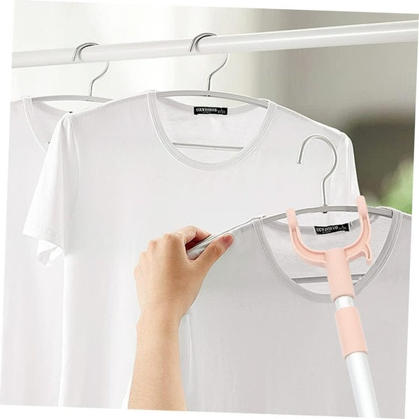 Extendable Telescopic Clothes Fork, Adjustable Laundry Hanging Fork with Hook (random color) - GlowLaa.com
