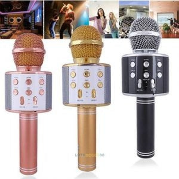 Bluetooth Microphone Karaoke Wireless Microphone Professional Speaker Handheld Microfone Player Singing Recorder Mic WS-858 KTV Microphone and Hifi Speaker - GlowLaa.com