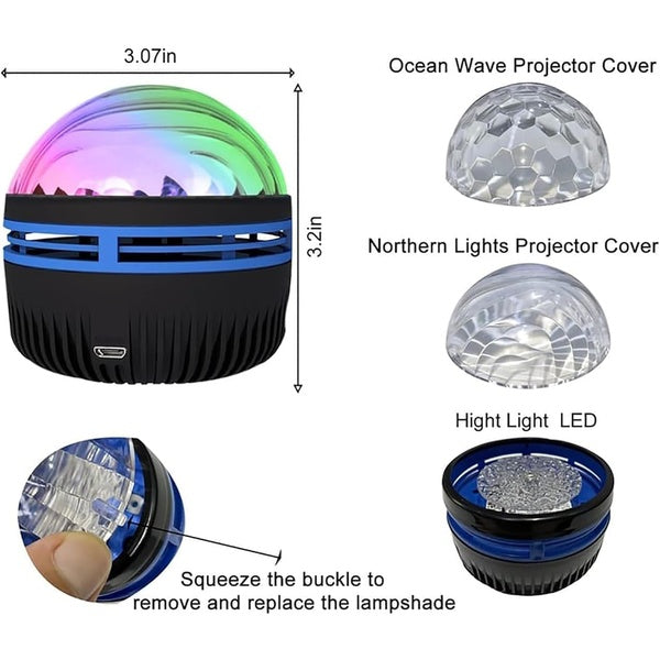 LED Starry Galaxy Projector Night Light Rotating Star Moon Lamp Bedroom Aurora Projector Light Atmosphere Decor Lamps Gift Light ( With Remote ) - GlowLaa.com