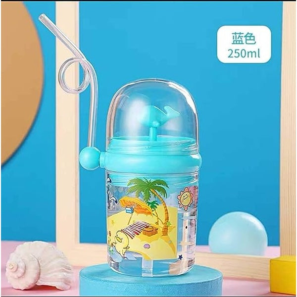 Children Whale Spray Cup Sippy Bottle Cartoon Baby with Sippy Kettle Outdoor Portable Children's Cup (Random Color)