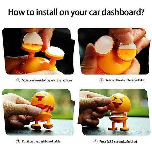 6 Pcs Cute Emoji Bobble Head Dolls Dancing Toys for home and car decoration