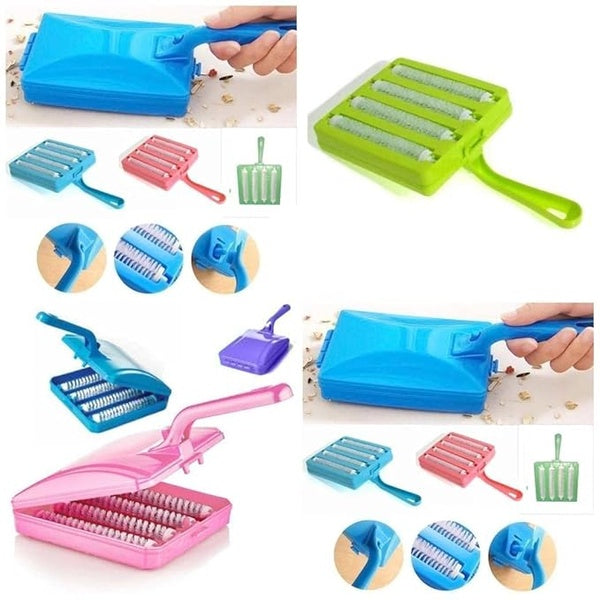 Plastic Handheld Carpet Roller Cleaning Brush Car Seats, Table Linen, Sofas, Bed Sheets, Carpet Roller Brush Cleaning with Dust Crumb Collector (Random color) - GlowLaa.com