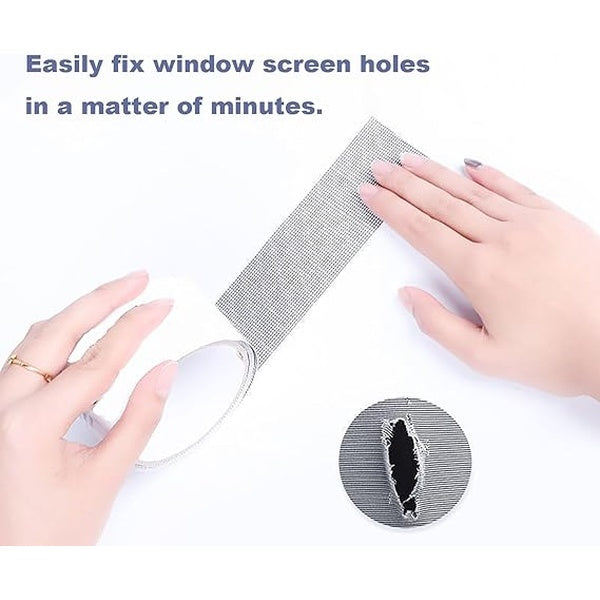 Mesh Roll Tape Window Screen Repair Patch – Strong Self-Adhesive Fiberglass Mesh, Easy DIY Screen Repair Tape for Windows & Doors (2 Meter) - GlowLaa.com