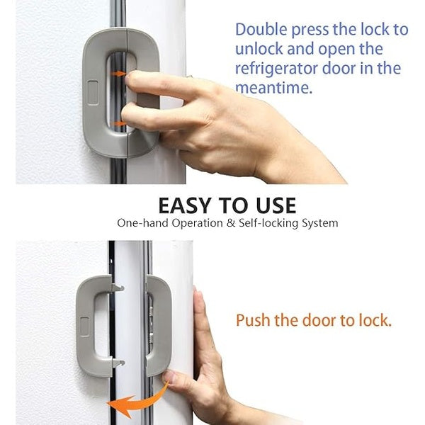 Child Safety Refrigerator Lock, Refrigerator Door Lock, Self Adhesive Freezer Door, Refrigerator Door, Double Safety Button, Home Safe Design, Child Proof Refrigerator Door Lock Multi color ( Random Color ) - GlowLaa.com