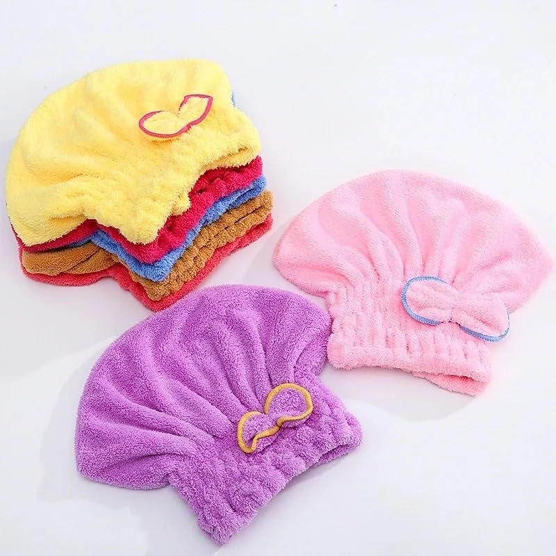 Hair Drying Towels, Ultra Absorbent Hair Drying Cap Towel for Women Adults or Kids Girls(random color )