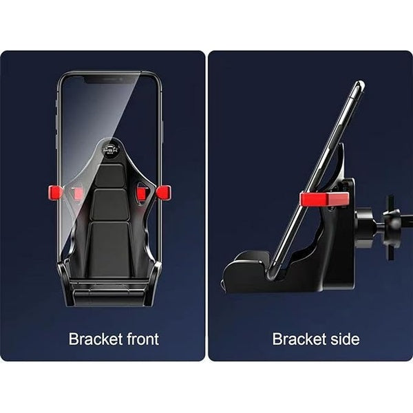 Racing Seat Design Car Mobile Phone | Fast and Furious Mobile Holder with 360° Rotateable AC Grill Grip Which can help Holder to move up and down so that AC winds will be free (Random colors) - GlowLaa.com