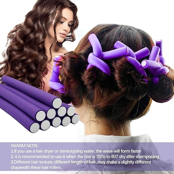 Pack of 10 Hair Rollers Papilotten Hair Rollers, Curls Without Heat Foam Curlers for Women (Random Color) - GlowLaa.com