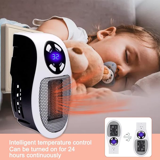 Portable Electric Heater Fan Heater Electric Ceramic Fan Energy-Saving Heater Safe Quiet Heating Fan room for Winter.