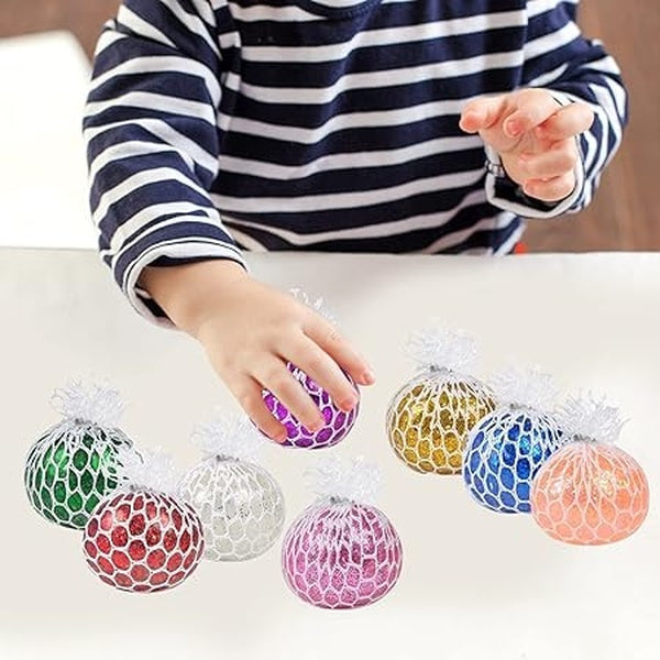 Mesh Stress Balls Squeeze Toys for Hand Therapy Relief, Squishy Relief Toys to Help Anxiety,Autism,Ideal Gift - Pack of 6 (Random color) - GlowLaa.com