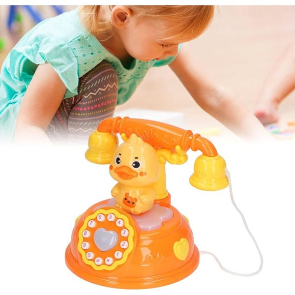 Corded Landline Duck Shape Telephone Toy with Lights & Music For Kids - GlowLaa.com