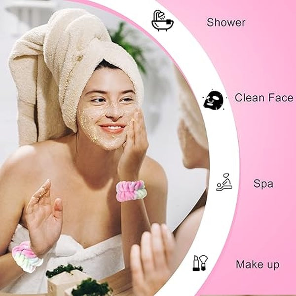 3 Pieces Set Kiss Lovely Wrist Strap - Face Wash Headband and Wristband Soft fabric - Grey