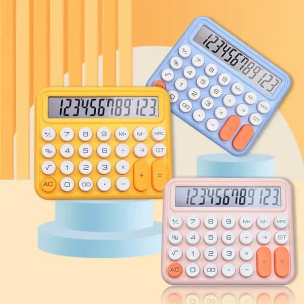 12 digits Keyboard Style Calculator | Mechanical Buttons for Desktop financial accounting cell operated (random color)