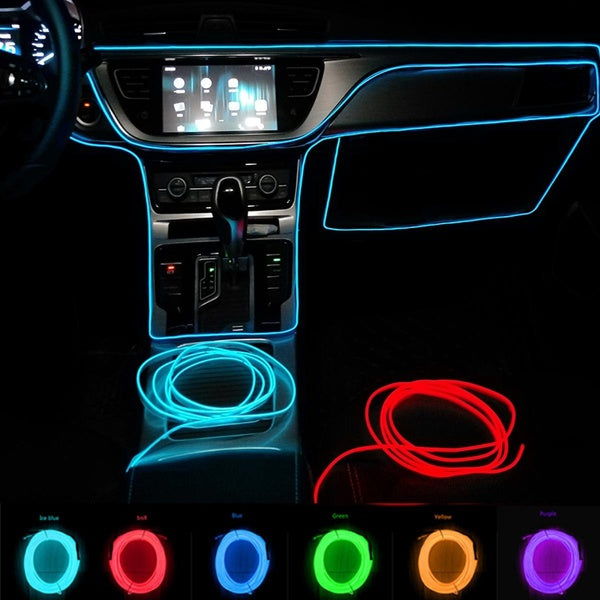 Car Dashboard Neon Light Strip – 3 Meter Flexible EL Wire with Easy Installation, Random Color - GlowLaa.com