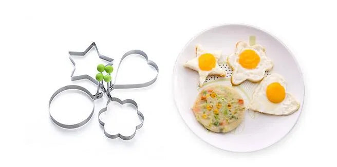 Pack of 4 Egg Shaper Kitchen Tools Star, Heart, Round, Flower Shaped Stainless Steel - (random color )