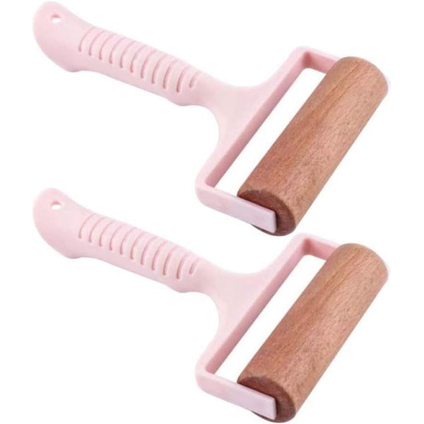 2pcs Wooden Rolling Pin for Baking – Hand Push Dough Roller with Non-Stick Surface, Lightweight & Kid-Friendly
