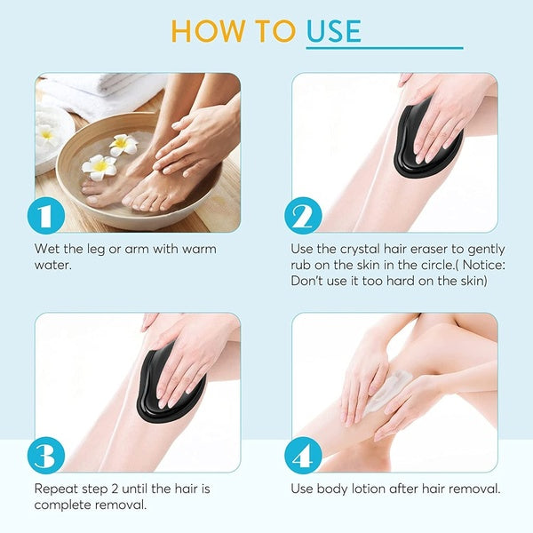 Hair Remover, Crystal Hair Eraser for Women Arms Legs Back Reusable & Washable Portable Manual Epilator Crystal Hair Removal Washable Portable Hair Removal Device Beauty Tool (Random color) - GlowLaa.com