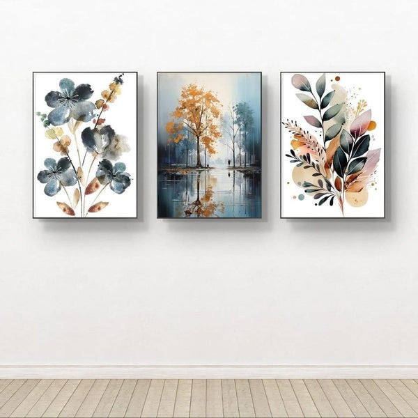 Nature’s Trio – Wooden Framed Wall Art (3 Pieces, 2 Sizes) - GlowLaa.com