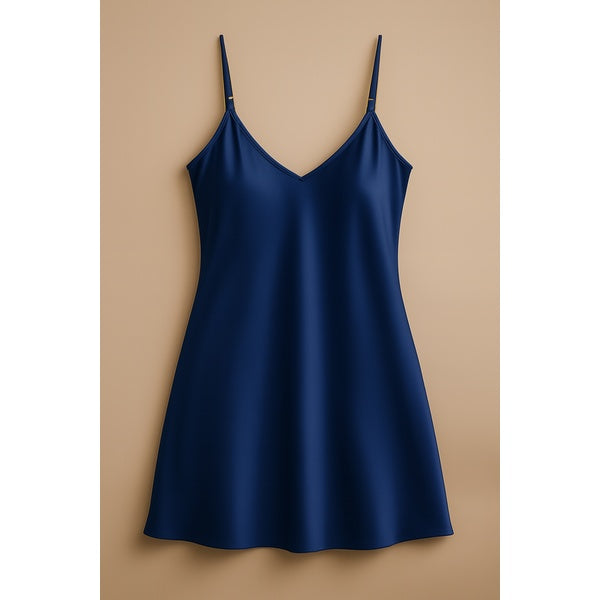 Black Satin Slip Dress – Sleeveless Camisole with Adjustable Thin Straps | Free Size - Black - GlowLaa.com