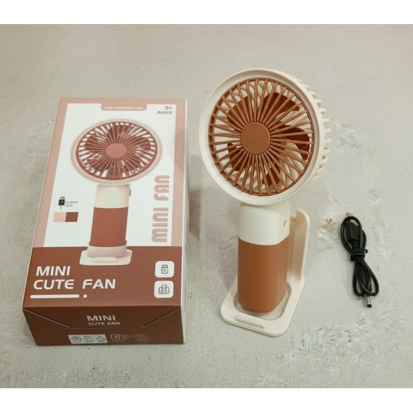 Mini Cute Fan – Portable USB Rechargeable Handheld Cooling Fan for Kids & Adults, Stand/Base Included (Random Color) - GlowLaa.com