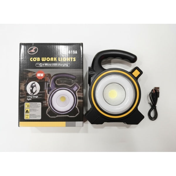 COB LED Work Light JY-819A – Rechargeable Portable Torch with Micro USB Charging, Ultra-Bright Illumination & Durable Design for Home, Car & Outdoor Use - GlowLaa.com