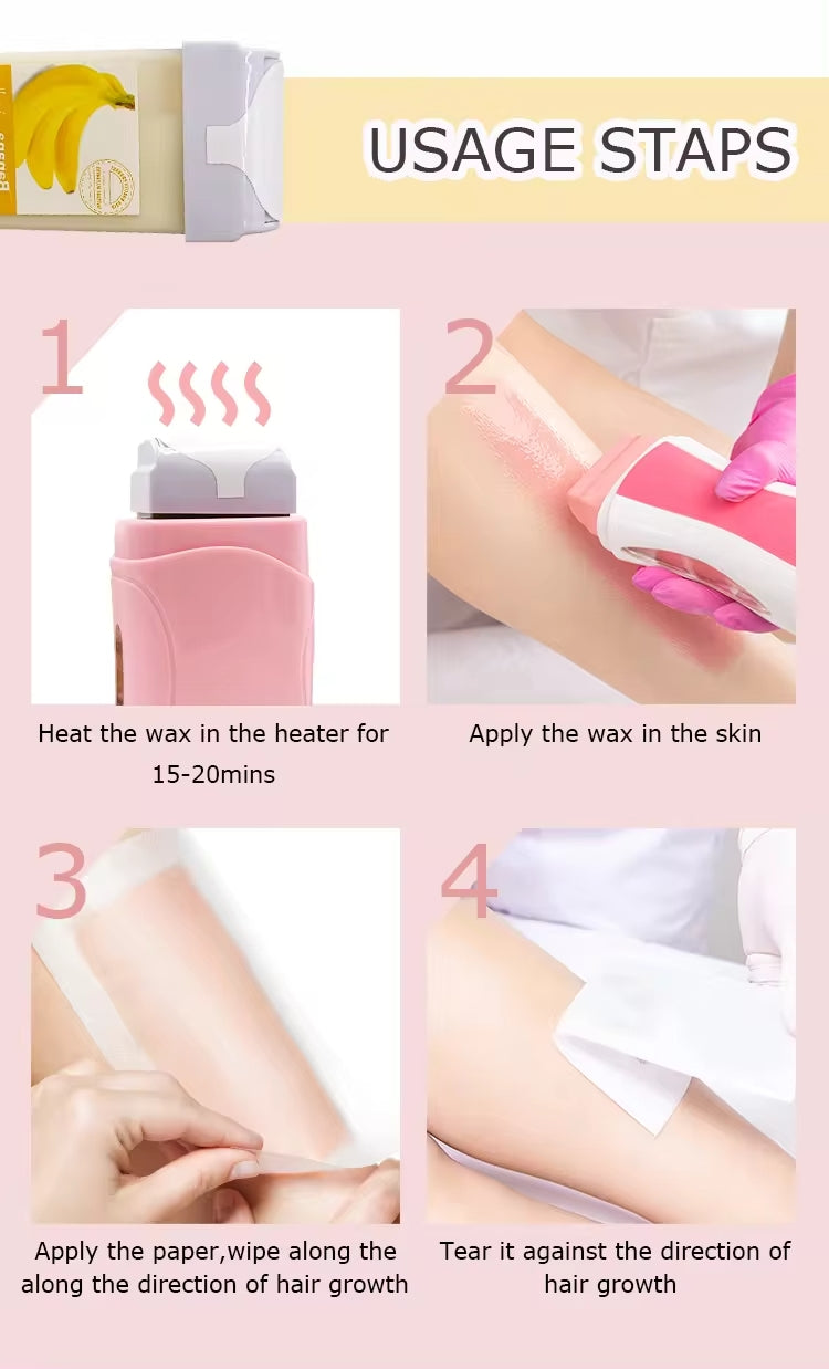 Refill Wax for Women, Roll On Wax Refill for Hair Areas of the Body, Roller Waxing Hair Removal Depilatory Refill Wax with different flavour (1 Pc) (Random Flavors)
